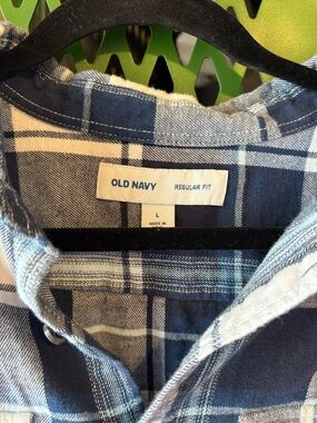 Old Navy Blue Plaid Flannel Shirt